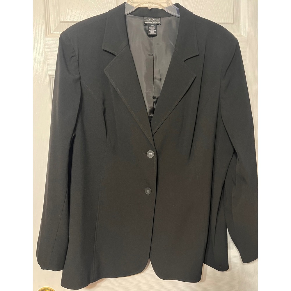 New York Clothing Co Womens Black Two Button Blazer Plus Size 22W Career Jacket